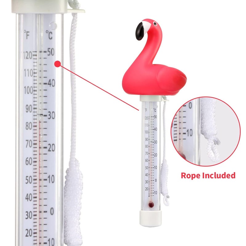 KABUDA 2 Packs Floating Pool Thermometer, Flamingo & Turtle Design Large Size Easy Accurate Readings for Water Temperature, Shatter Resistant with String for Outdoor & Indoor Swimming Pools & Spas - Image 3